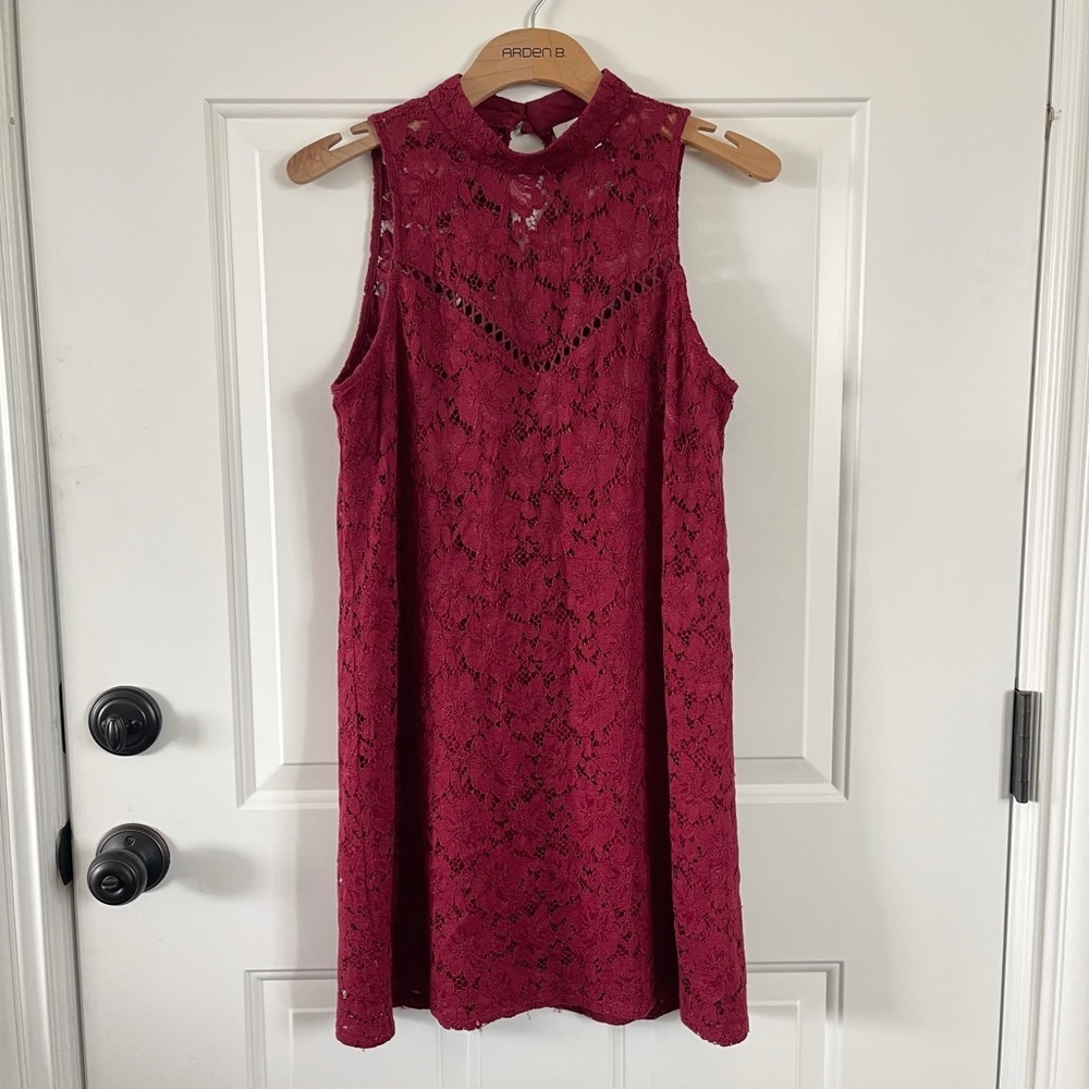 WAYF Lace Mock Turtleneck Dress